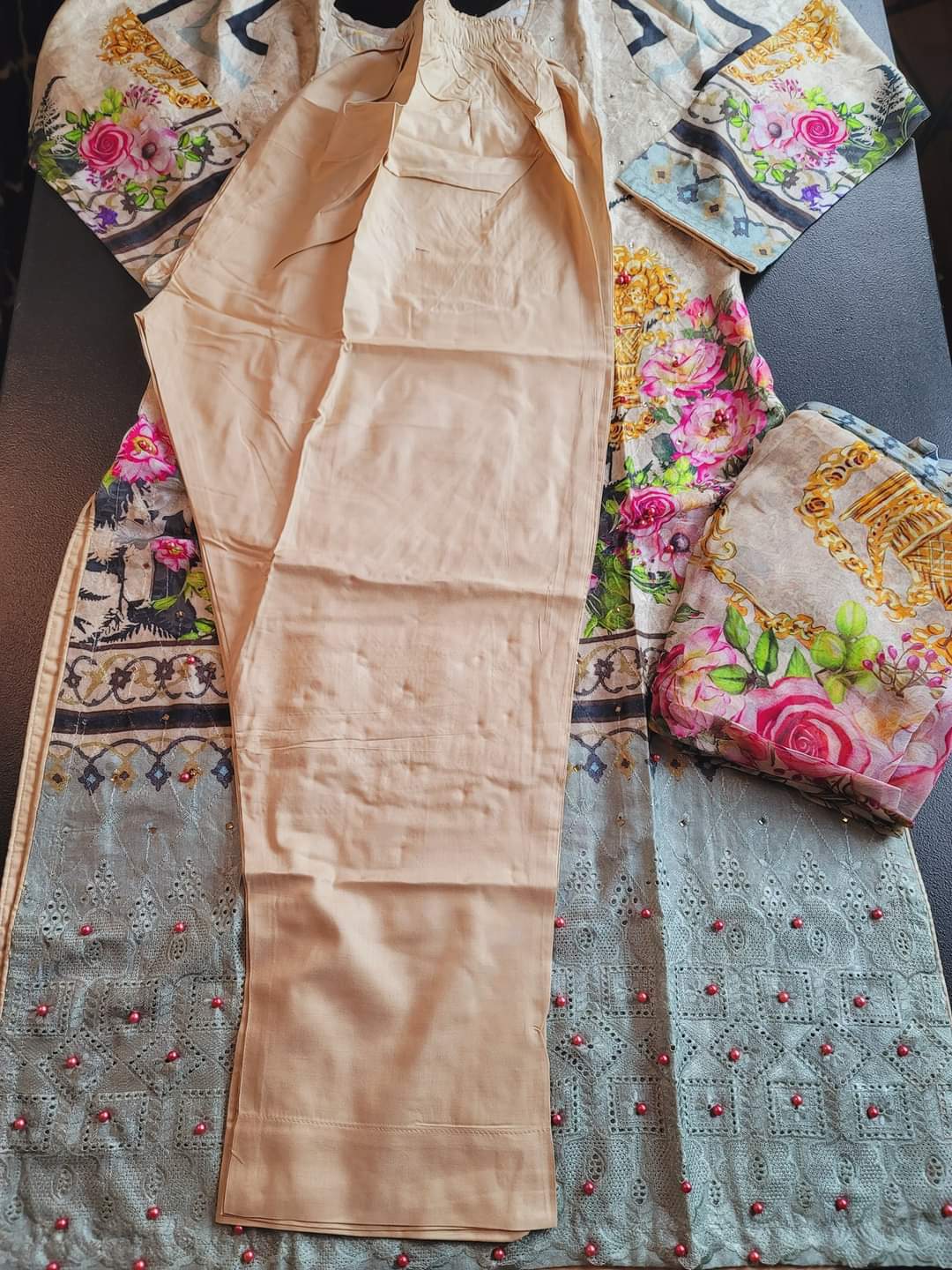 Pakistani linen Embroidered Salwar kameez Ready To Ship