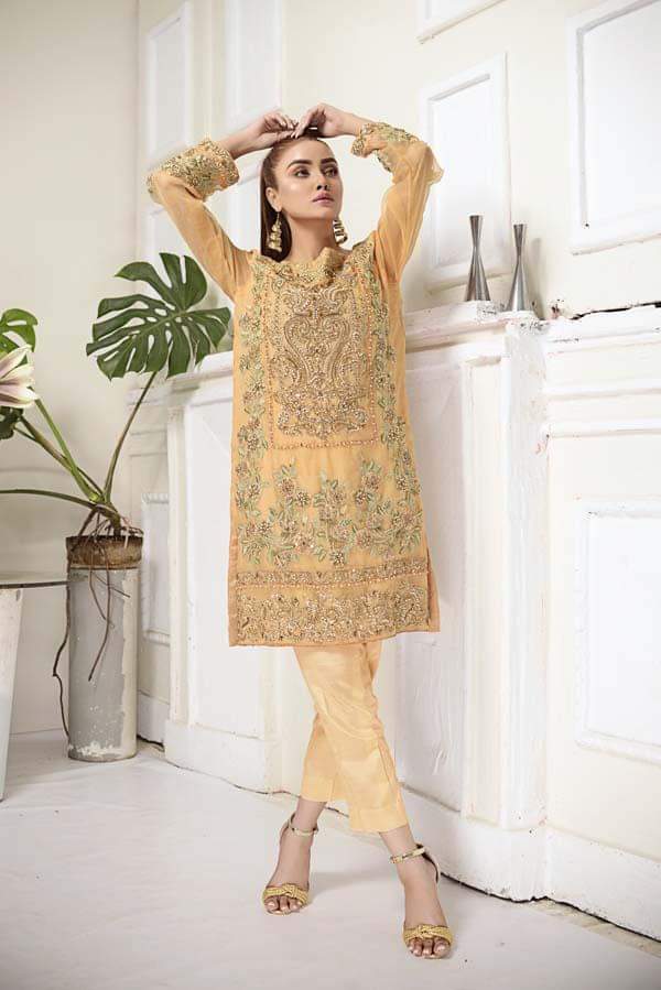 Adan's libas organza kurti 2020-100% Original Guaranteed