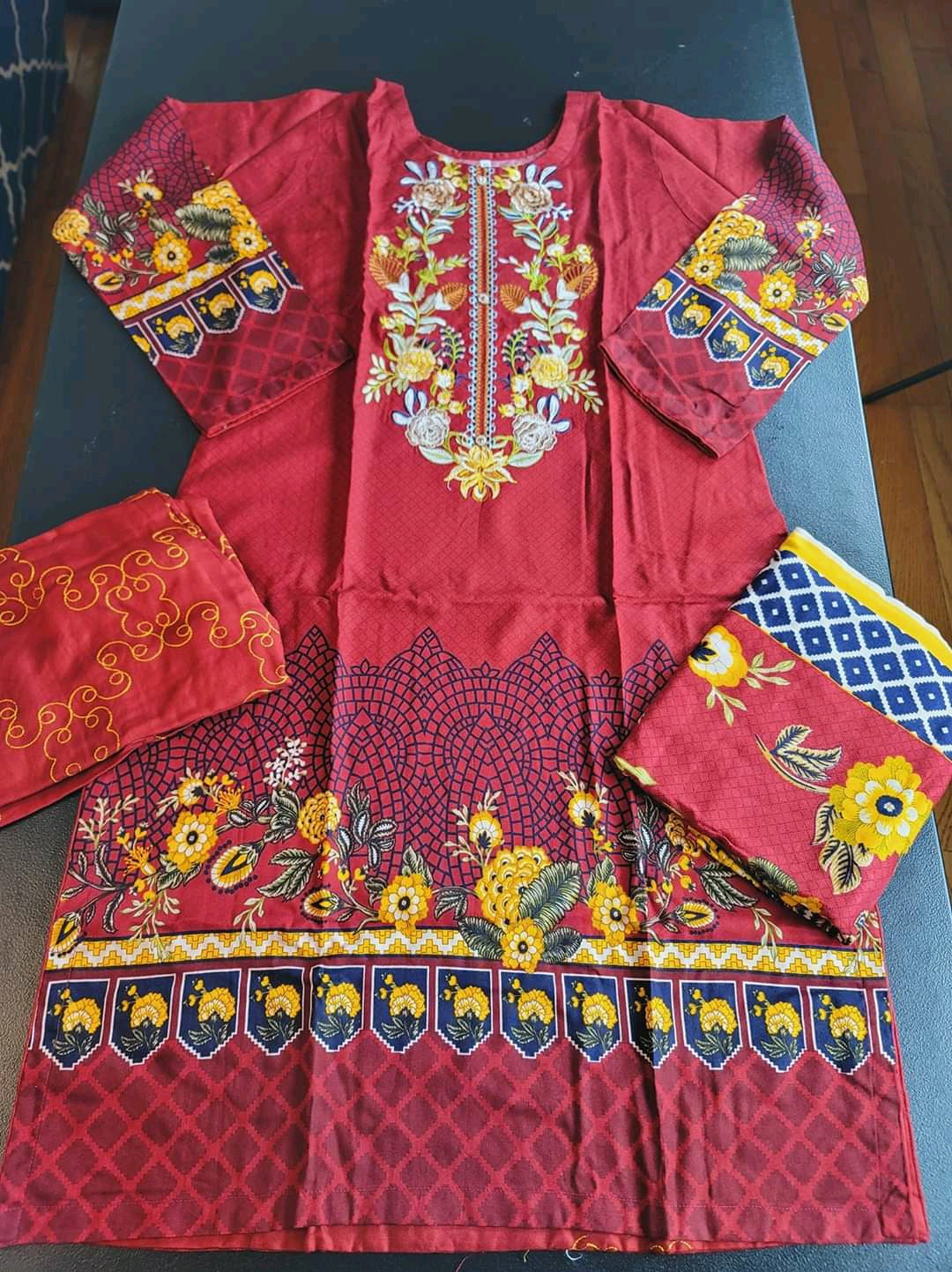 Pakistani linen Embroidered Salwar kameez Ready To Ship