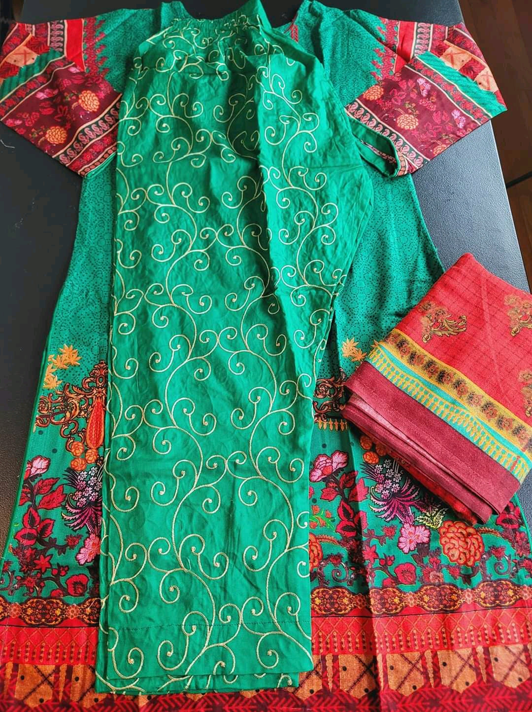 Pakistani linen Embroidered Salwar kameez Ready To Ship