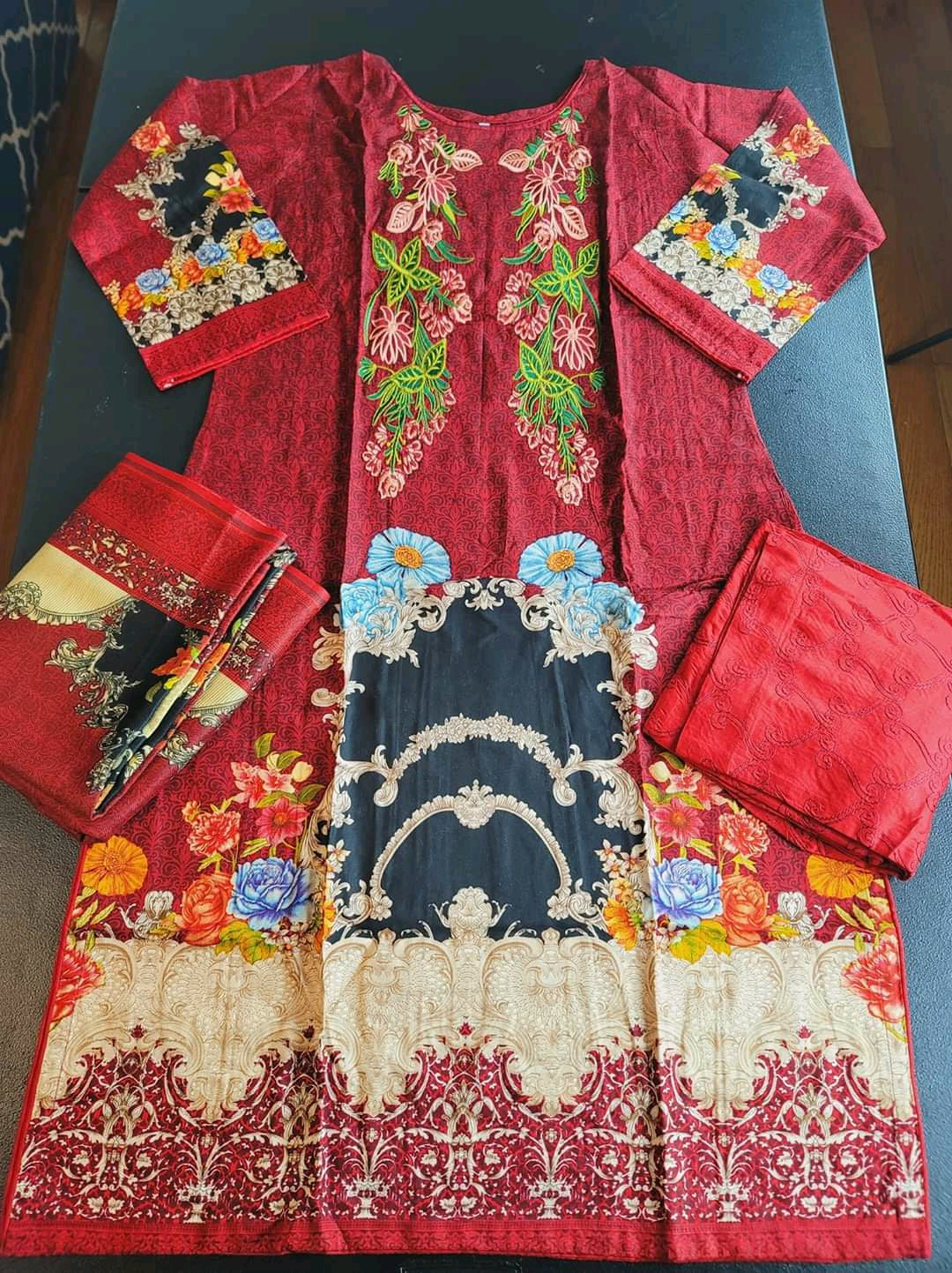 Pakistani linen Embroidered Salwar kameez Ready To Ship