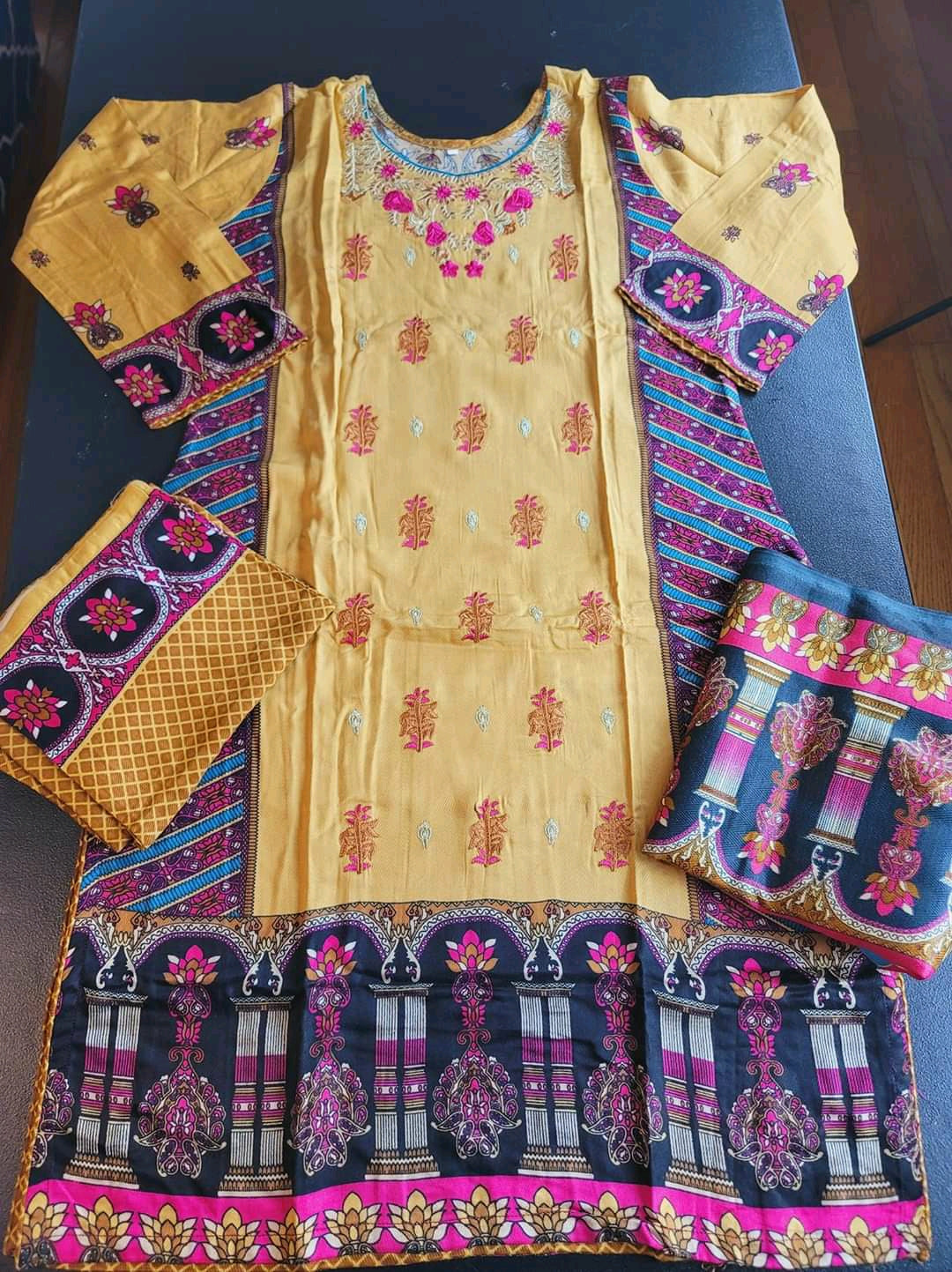 Pakistani linen Embroidered Salwar kameez Ready To Ship