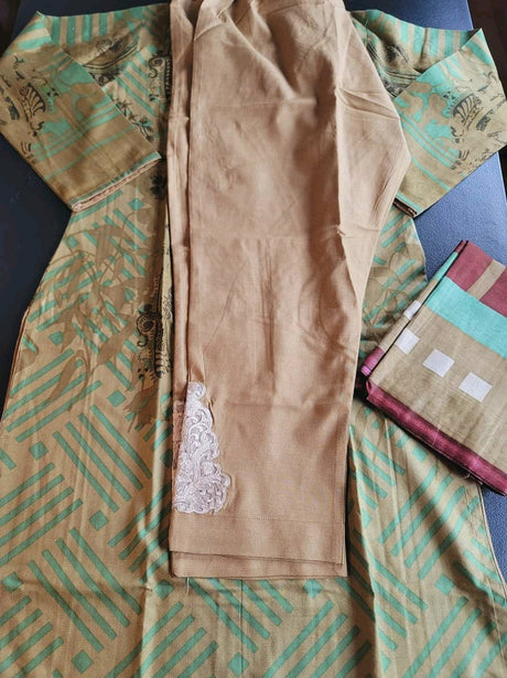 Pakistani linen Embroidered Salwar kameez Ready To Ship