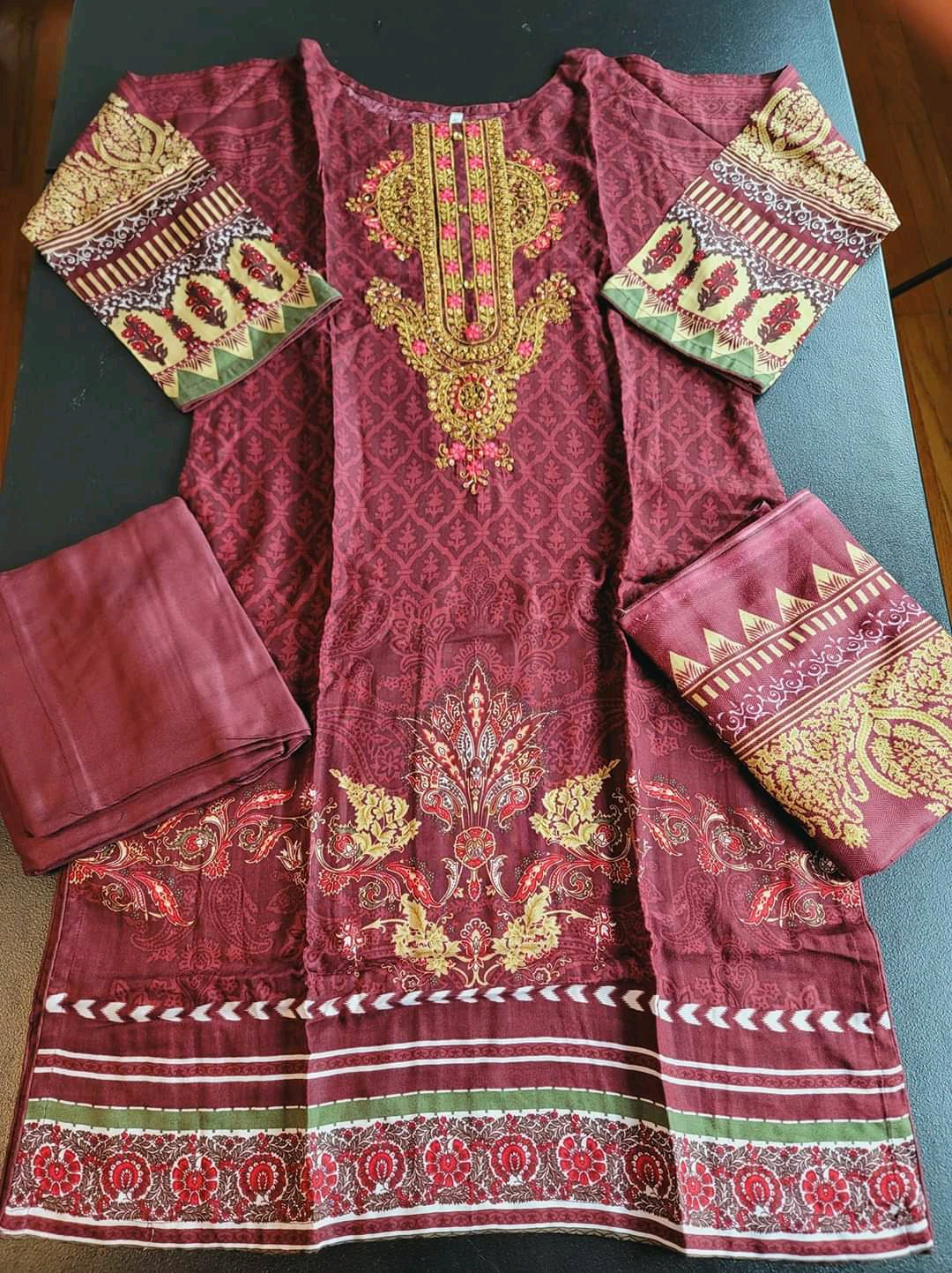 Pakistani linen Embroidered Salwar kameez Ready To Ship