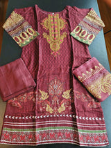 Pakistani linen Embroidered Salwar kameez Ready To Ship