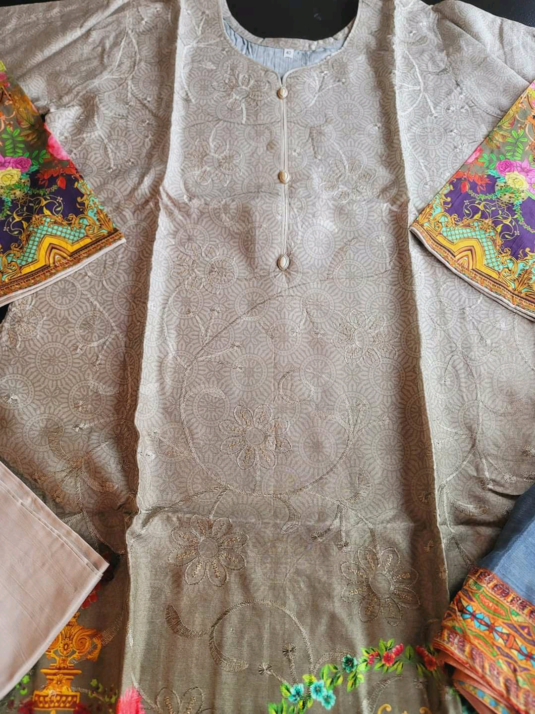 Pakistani linen Embroidered Salwar kameez Ready To Ship