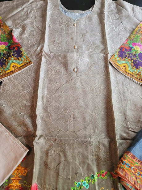 Pakistani linen Embroidered Salwar kameez Ready To Ship