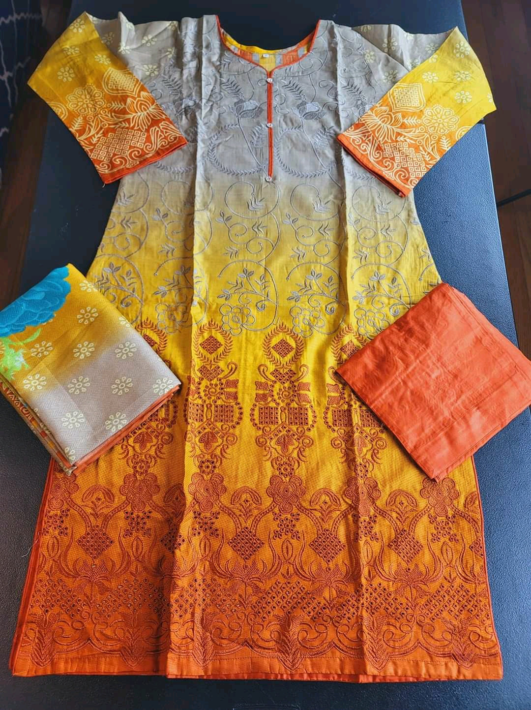 Pakistani linen Embroidered Salwar kameez Ready To Ship