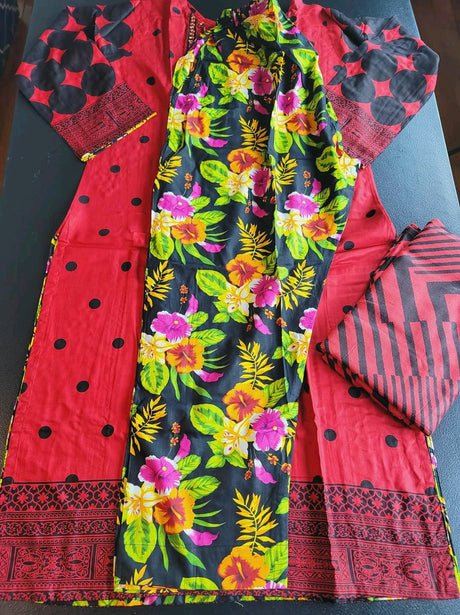 Pakistani linen Embroidered Salwar kameez Ready To Ship