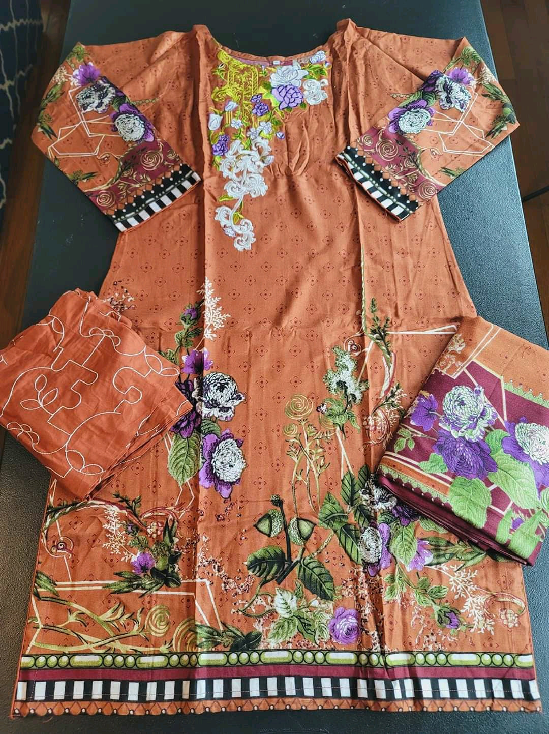 Pakistani linen Embroidered Salwar kameez Ready To Ship