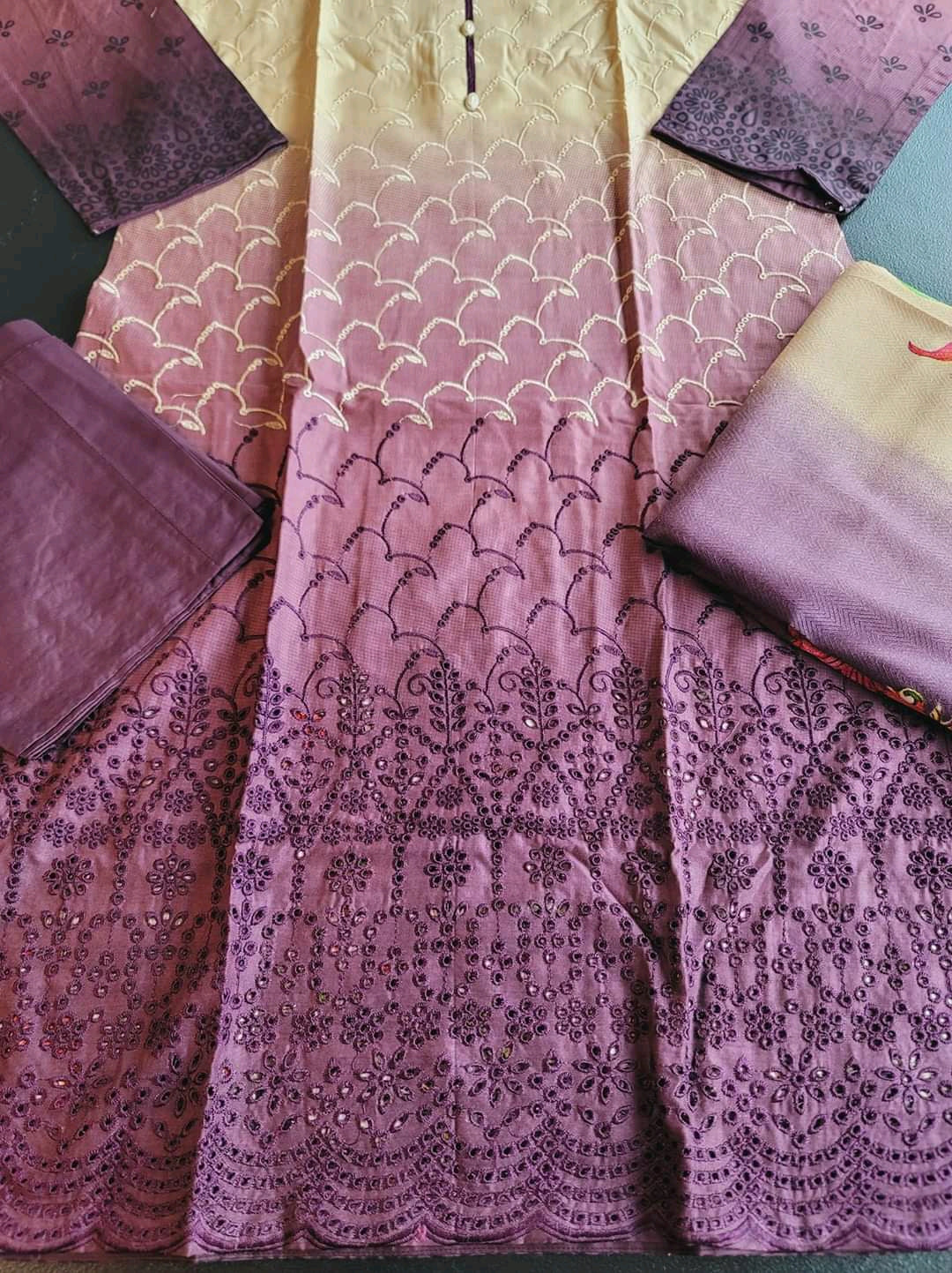 Pakistani linen Embroidered Salwar kameez Ready To Ship