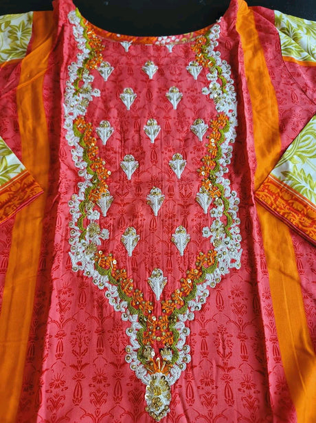Pakistani linen Embroidered Salwar kameez Ready To Ship