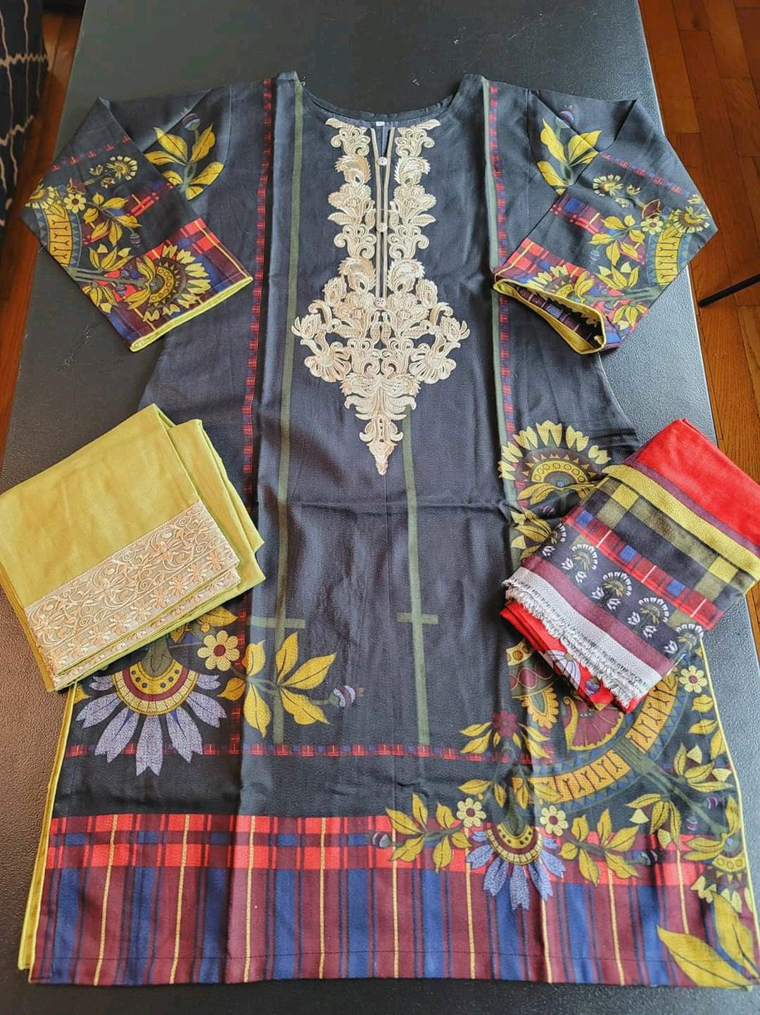 Pakistani linen Embroidered Salwar kameez Ready To Ship