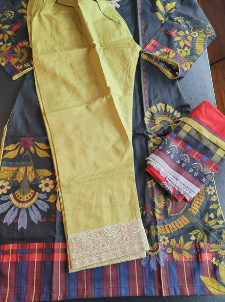 Pakistani linen Embroidered Salwar kameez Ready To Ship