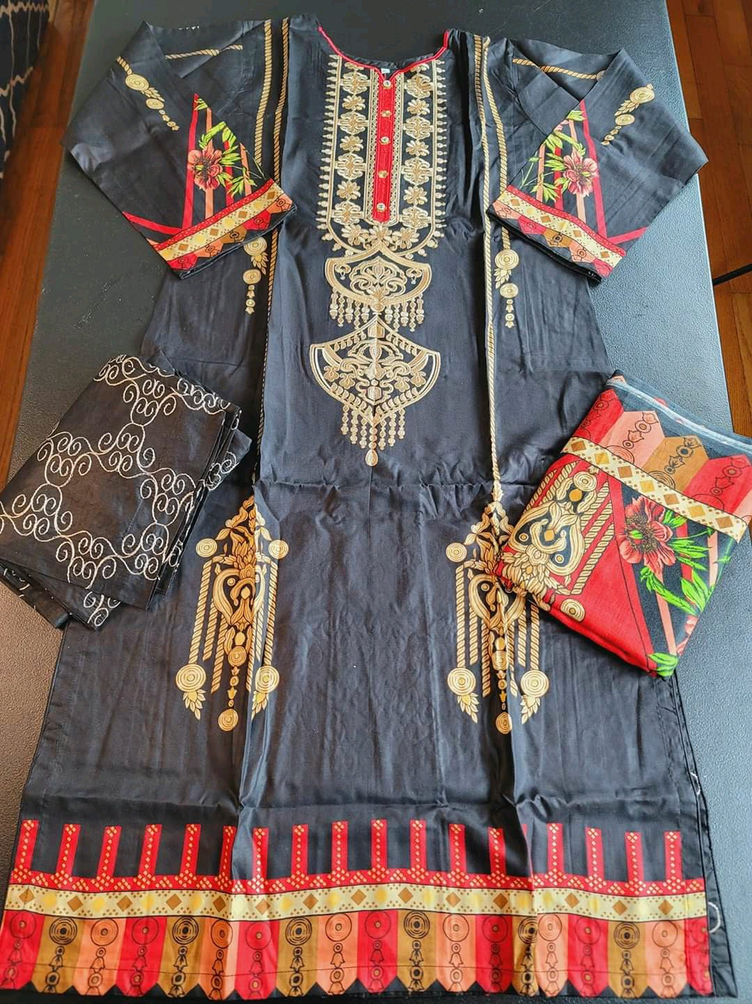 Pakistani linen Embroidered Salwar kameez Ready To Ship