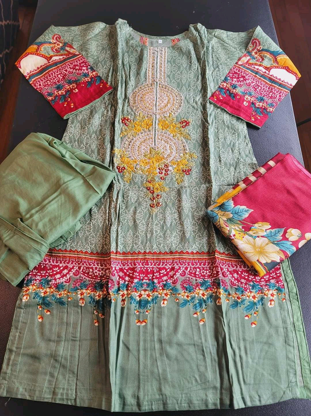Pakistani linen Embroidered Salwar kameez Ready To Ship