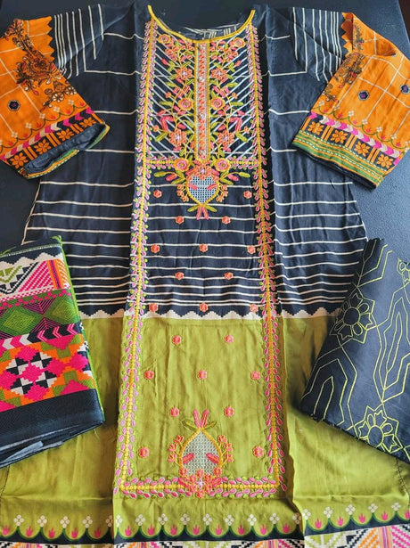 Pakistani linen Embroidered Salwar kameez Ready To Ship