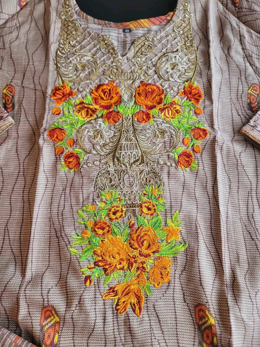 Pakistani linen Embroidered Salwar kameez Ready To Ship