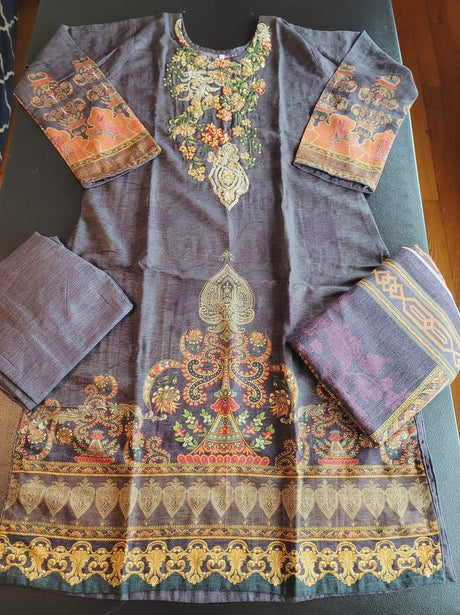 Pakistani linen Embroidered Salwar kameez Ready To Ship
