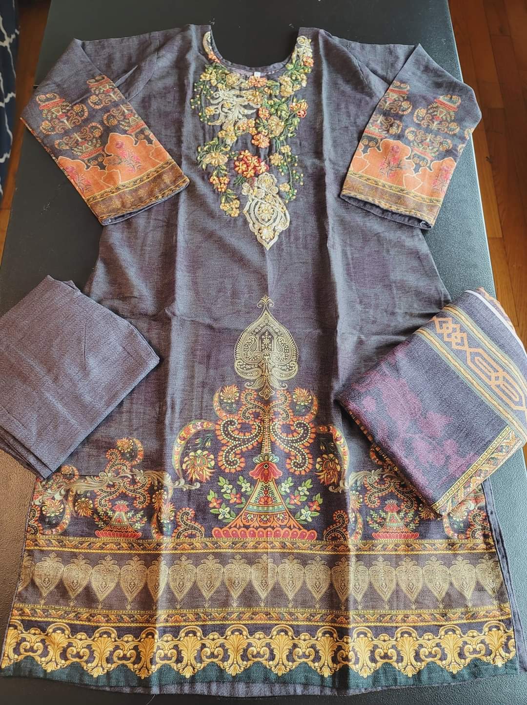 Pakistani linen Embroidered Salwar kameez Ready To Ship