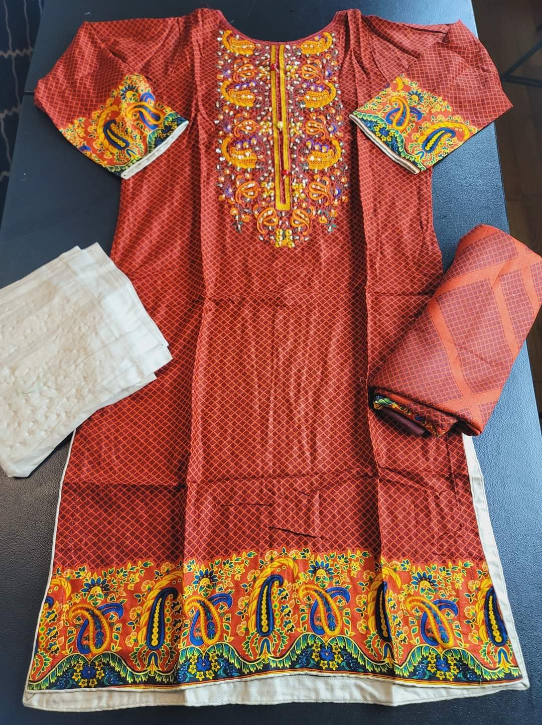 Pakistani linen Embroidered Salwar kameez Ready To Ship