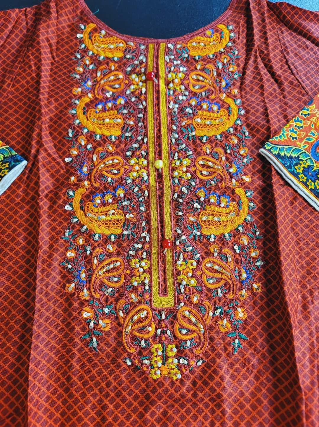 Pakistani linen Embroidered Salwar kameez Ready To Ship