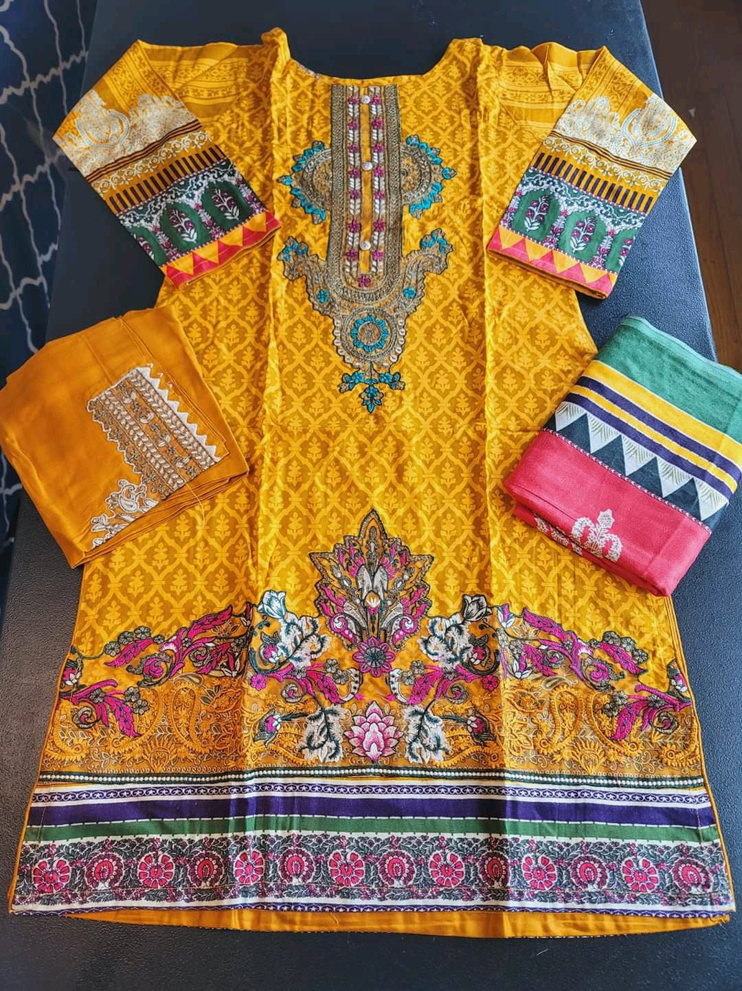 Pakistani Linen Embroidered Salwar kameez Ready To Ship