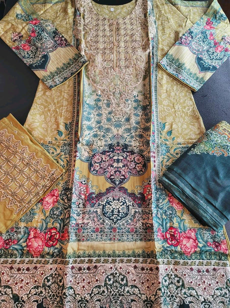 Pakistani Linen Embroidered Salwar kameez Ready To Ship