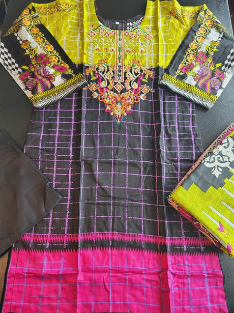 Pakistani Linen Embroidered Salwar kameez Ready To Ship