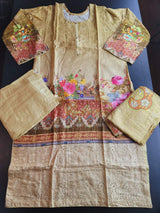 Pakistani Linen Chickenkari Embroidered Salwar kameez Ready To Ship