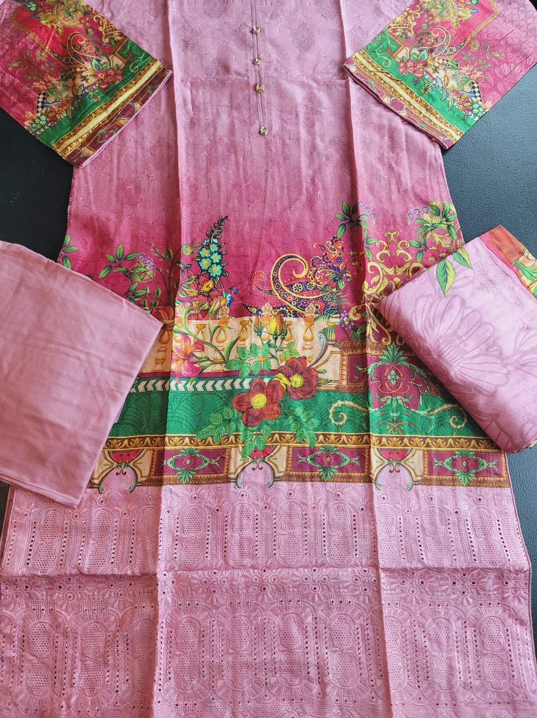 Pakistani Linen Chickenkari Embroidered Salwar kameez Ready To Ship