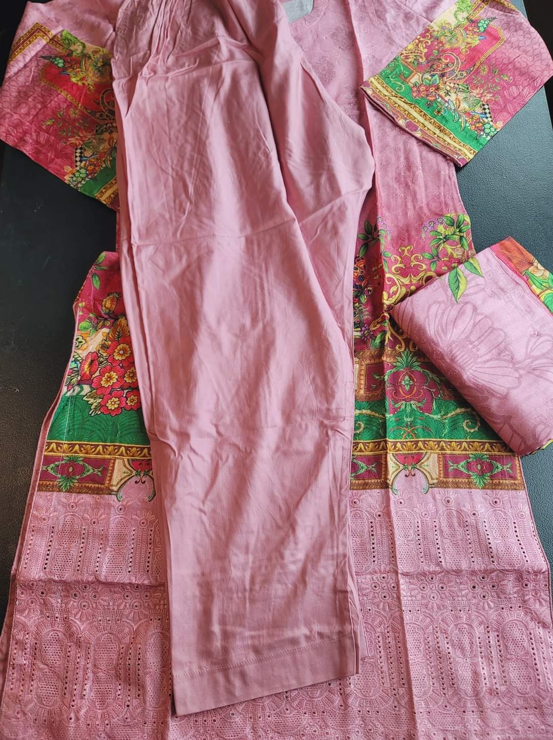 Pakistani Linen Chickenkari Embroidered Salwar kameez Ready To Ship