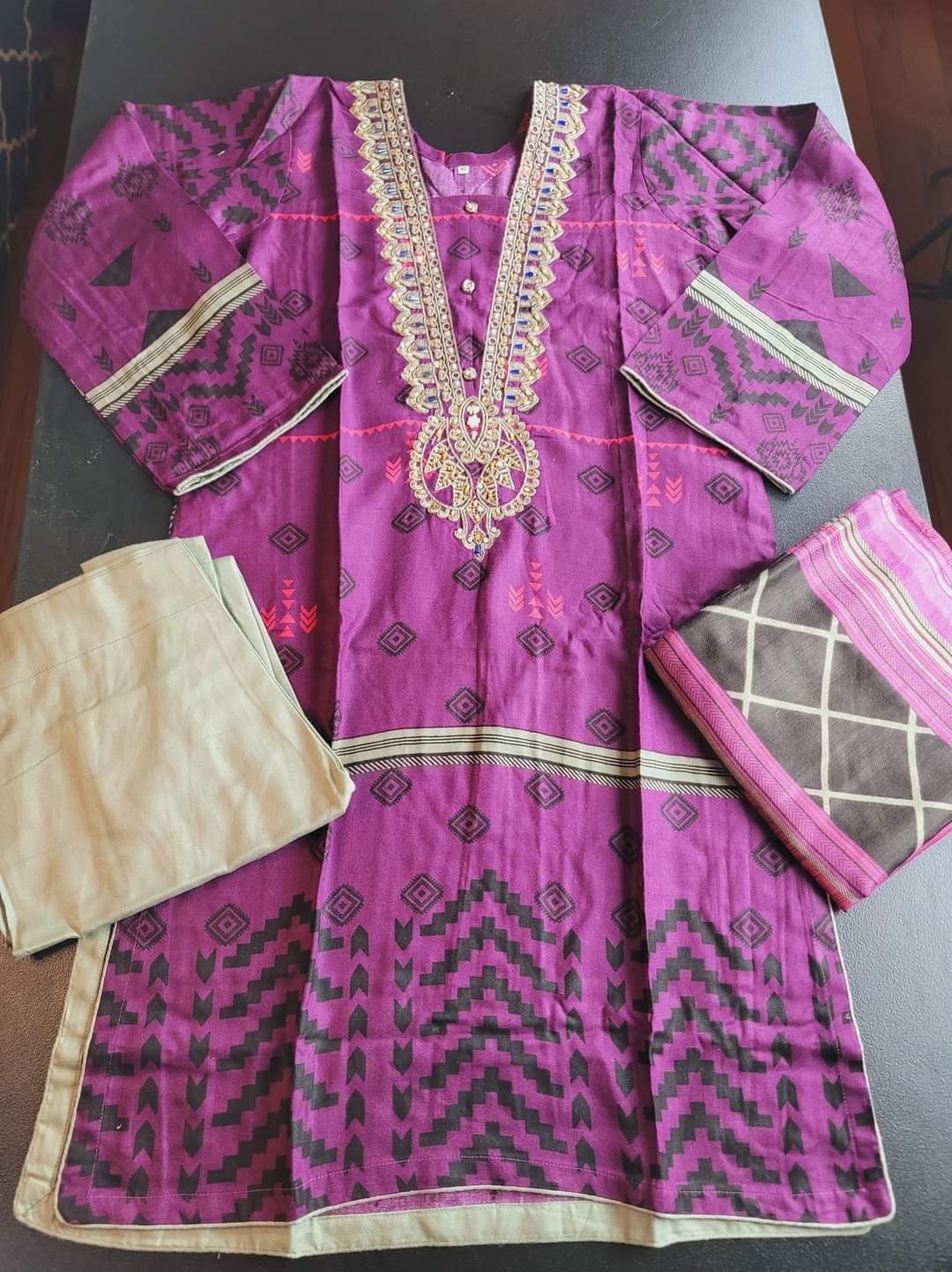 Pakistani Linen Embroidered Salwar kameez Ready To Ship