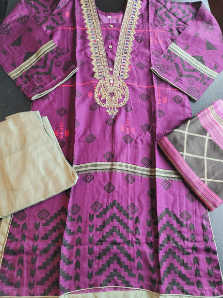 Pakistani Linen Embroidered Salwar kameez Ready To Ship