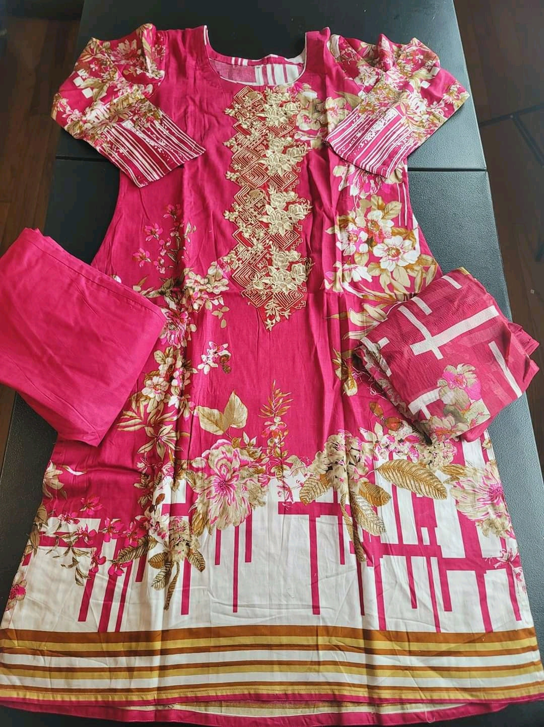 Indian Cotton Stitched Embroidery Suit Ready To Ship