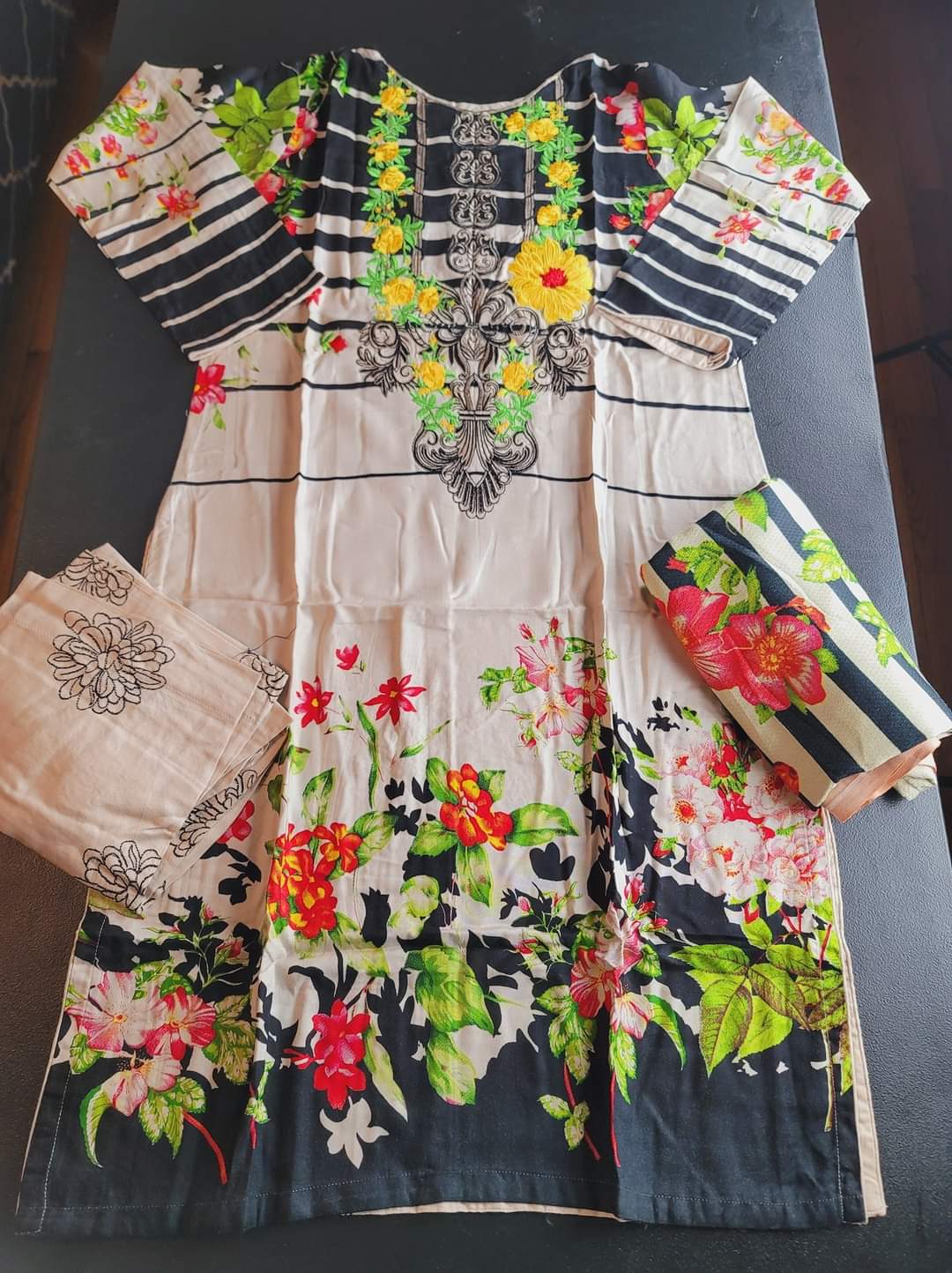 Pakistani Linen Embroidered Salwar kameez Ready To Ship