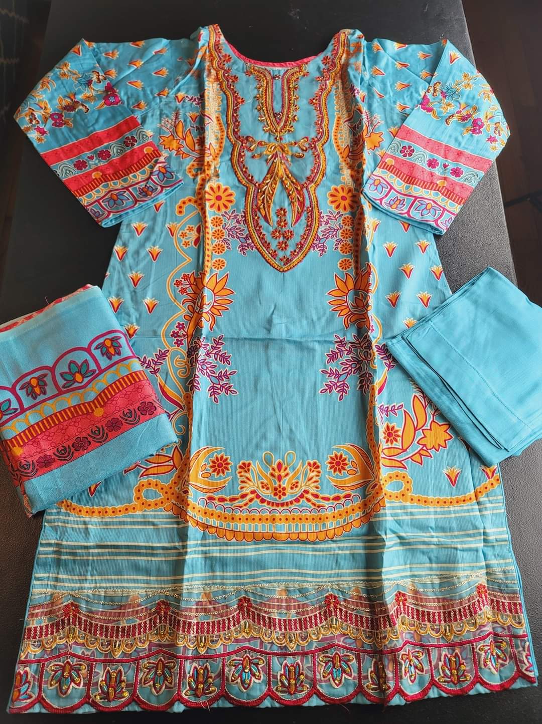 Pakistani Linen Embroidered Salwar kameez Ready To Ship