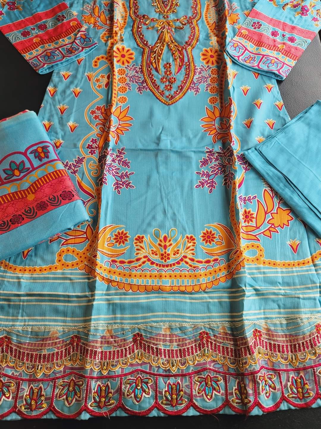 Pakistani Linen Embroidered Salwar kameez Ready To Ship