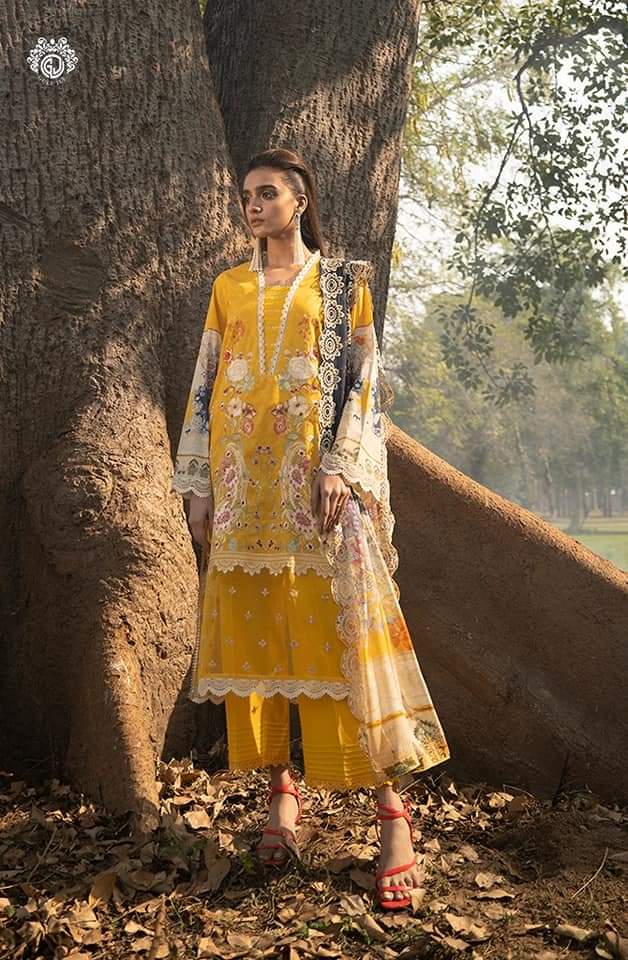 Mishaal Lawn Embroidered Collection by Guljee-100% Original Guaranteed