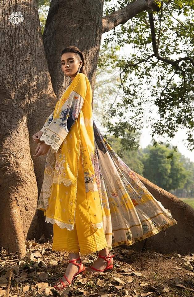 Mishaal Lawn Embroidered Collection by Guljee-100% Original Guaranteed