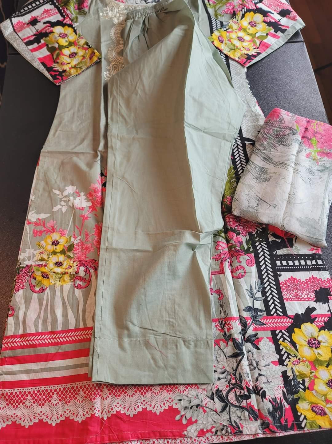 Indian Cotton Stitched Embroidery Suit Ready To Ship