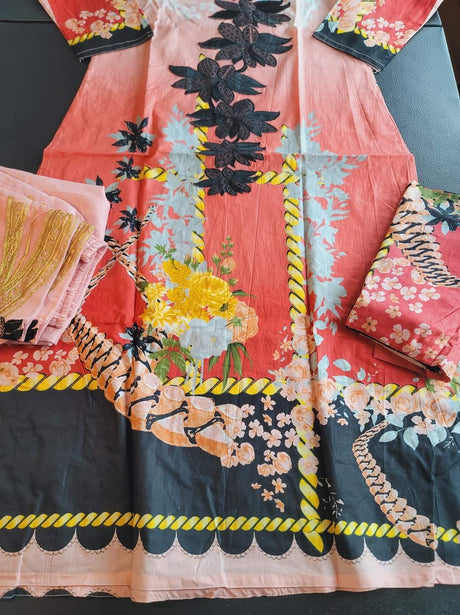 Indian Cotton Stitched Embroidery Suit Ready To Ship