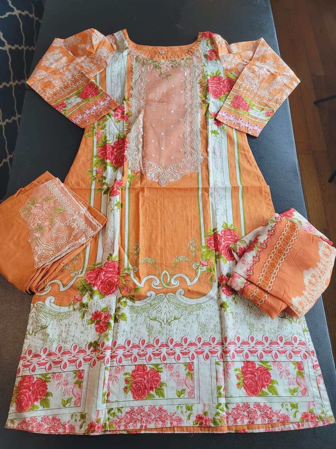 Indian Cotton Stitched Embroidery Suit Ready To Ship