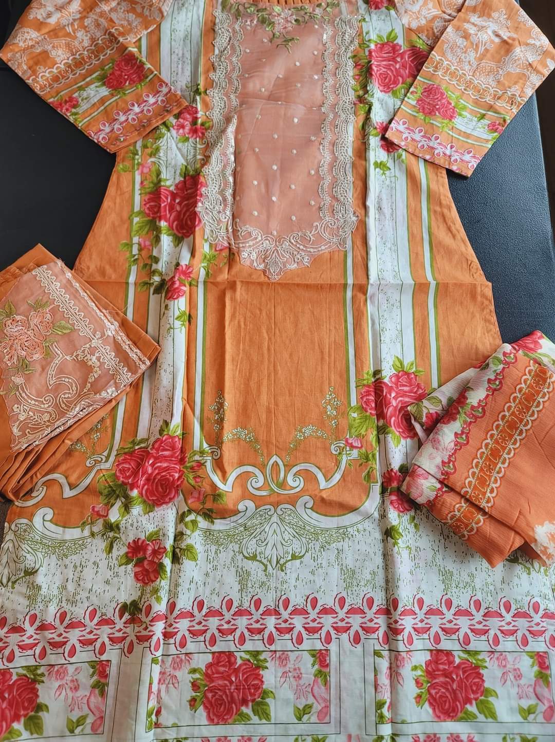 Indian Cotton Stitched Embroidery Suit Ready To Ship