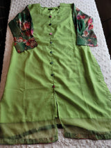 Chiffon kamiz with silk sleeves