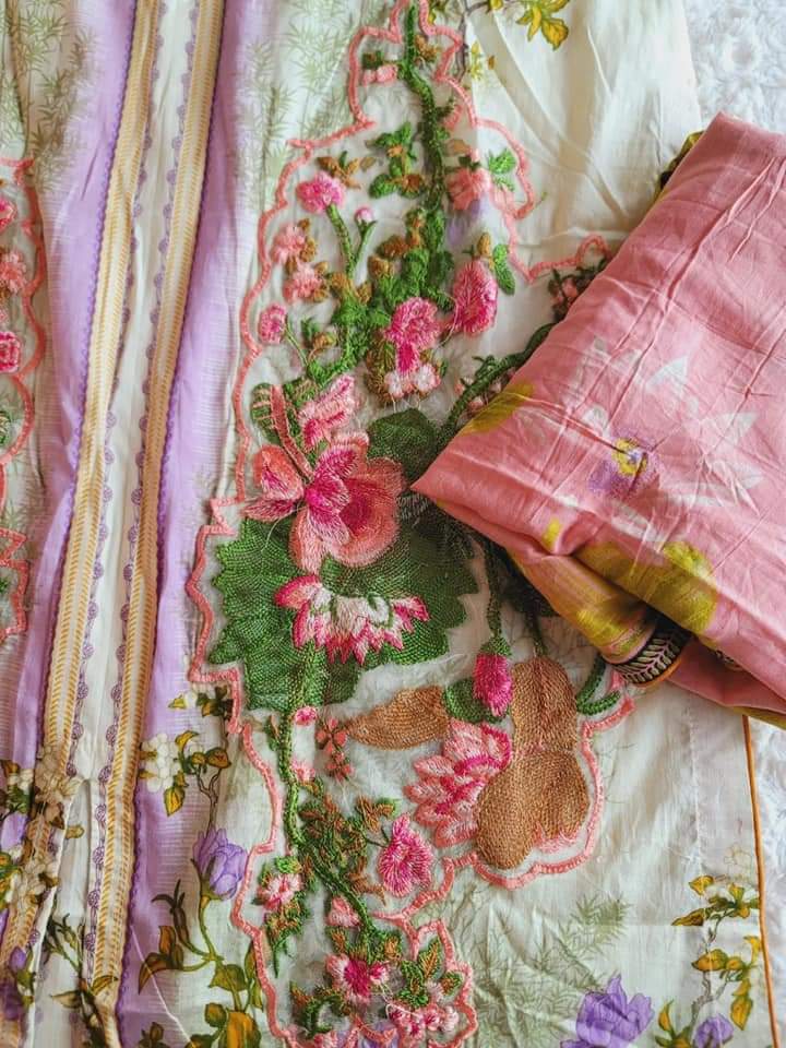 Pakistani lawn Embroidered Salwar kameez Ready To Ship