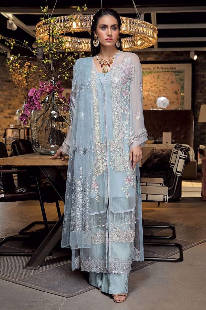 Manara Embroidered Chiffon Collection 2021-100% Original Guaranteed
