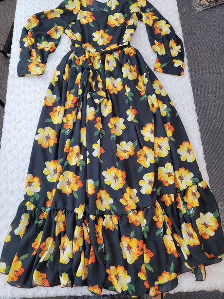 Long western linen gown