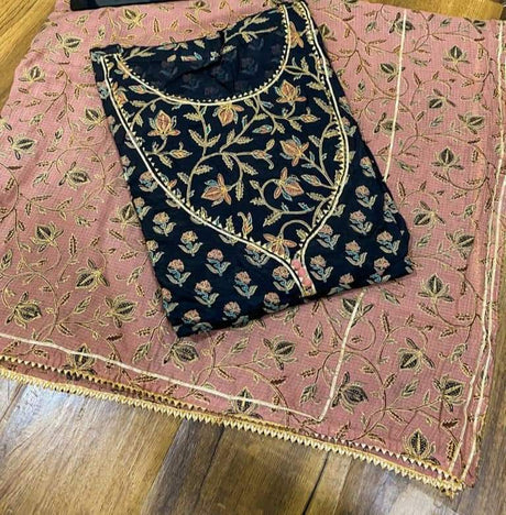 Premium maslin silk Anarkali gown  hand block print with liquid gold   gota detailing on yoke sleeve & flair With cotton doriya dupatta