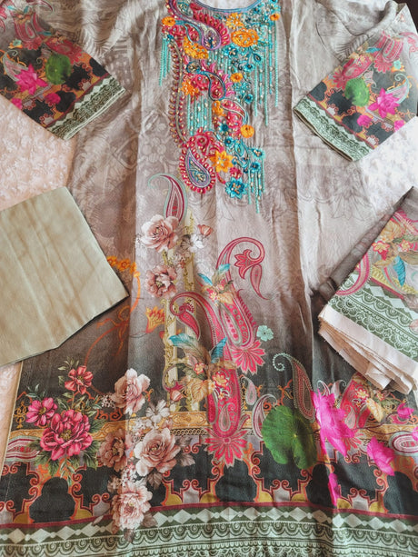 Pakistani Linen Embroidered Salwar kameez Ready To Ship